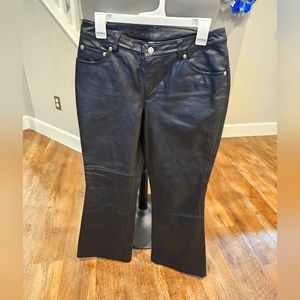 Newport News Black Straight Leg Leather Pants